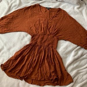Rust-Colored Long Sleeve Dress